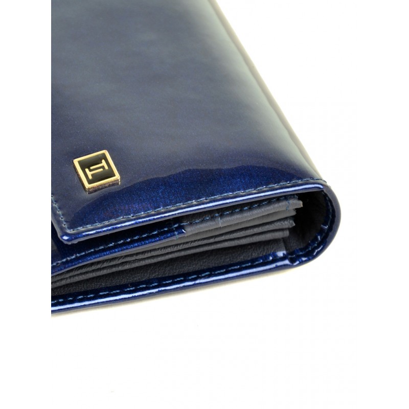 Женский лаковый кошелек Gold W0807 dark-blue