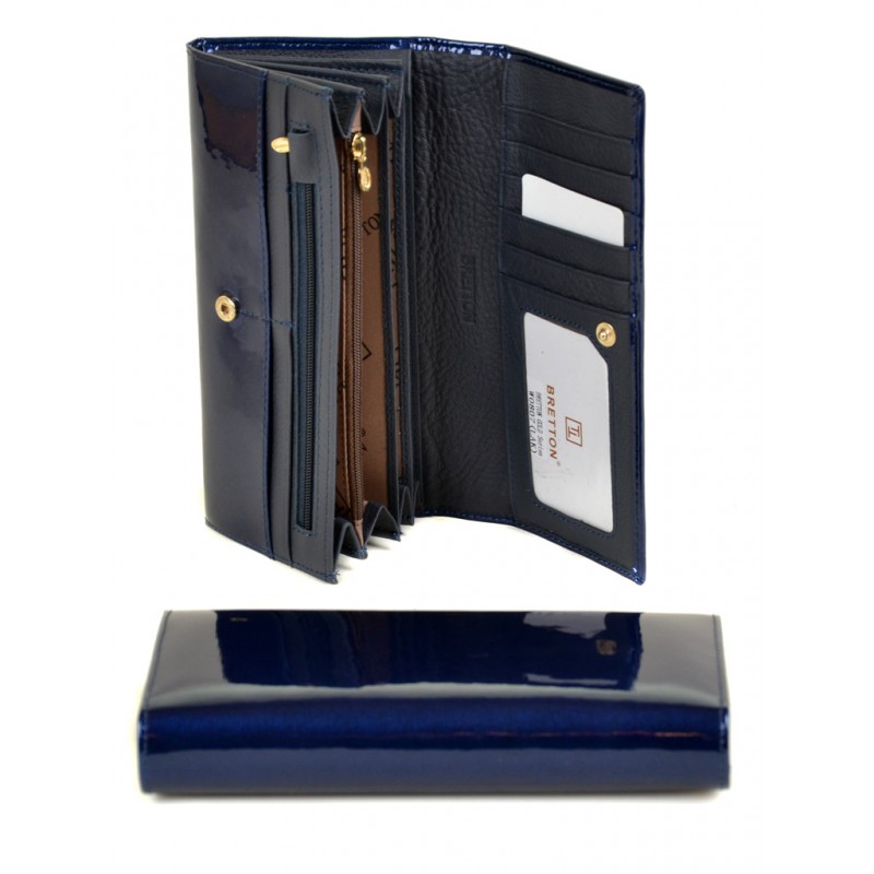 Женский лаковый кошелек Gold W0807 dark-blue