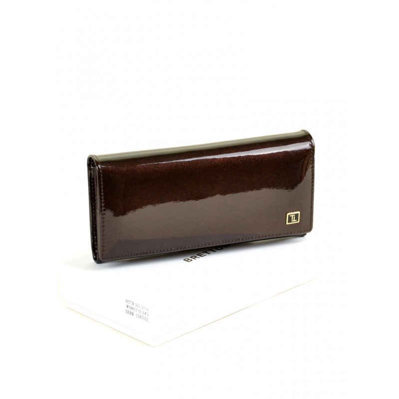 Женский лаковый кошелек Gold W0807 dark-coffee