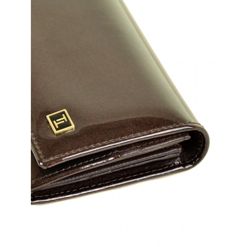 Женский лаковый кошелек Gold W0807 dark-coffee