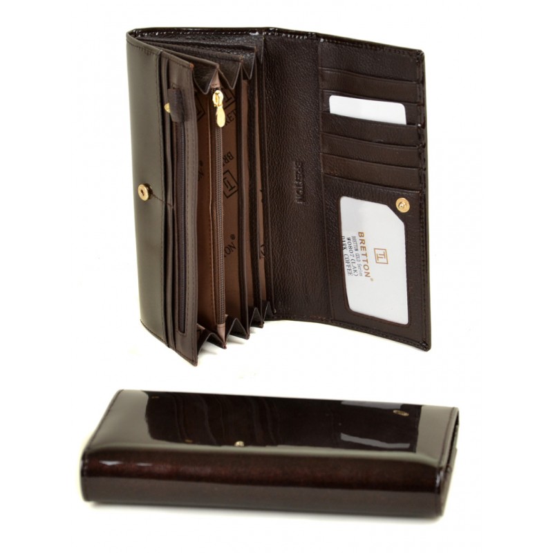 Женский лаковый кошелек Gold W0807 dark-coffee
