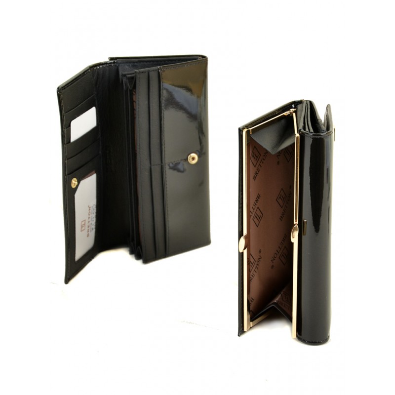 Женский лаковый кошелек Bretton W1 black