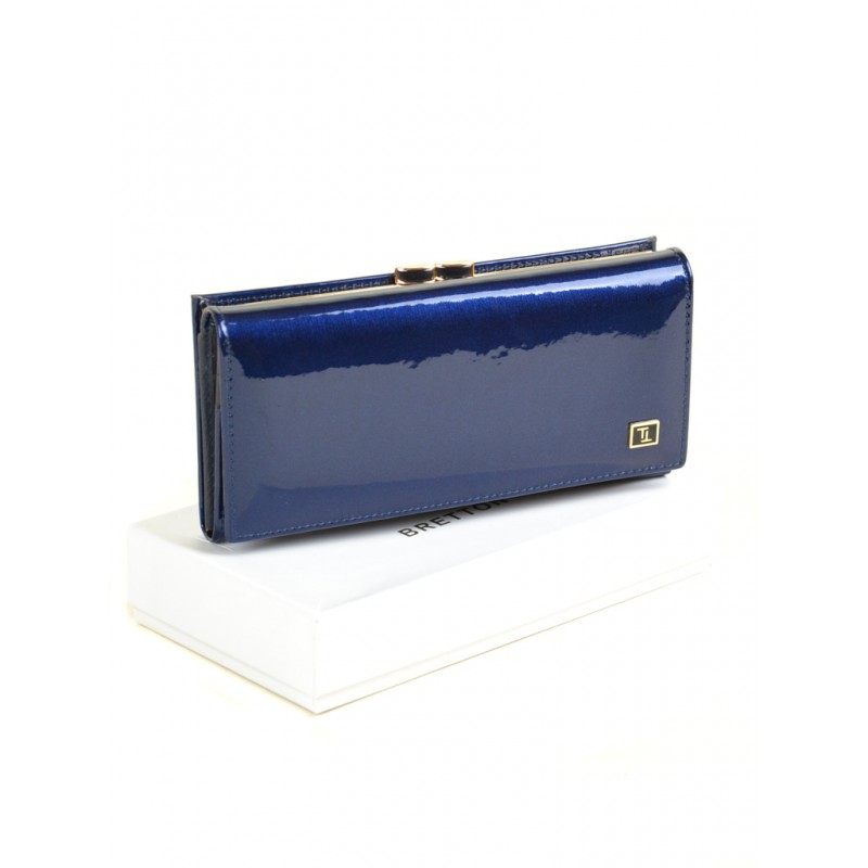 Женский лаковый кошелек Bretton W1 dark-blue