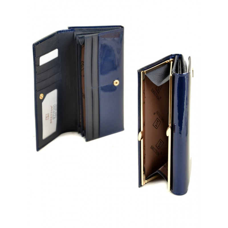 Женский лаковый кошелек Bretton W1 dark-blue
