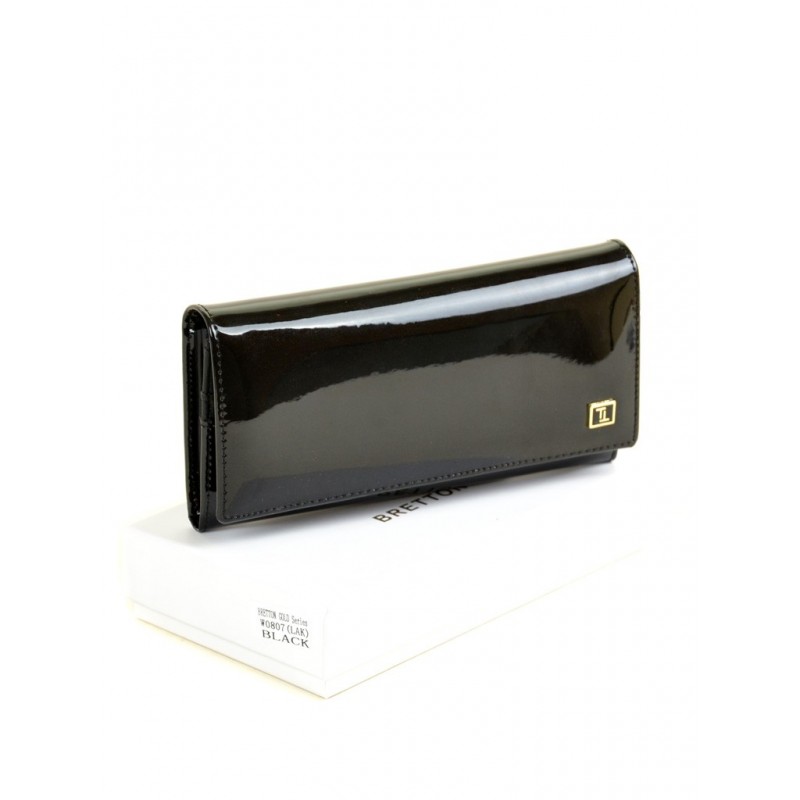Женский лаковый кошелек Gold W0807 black