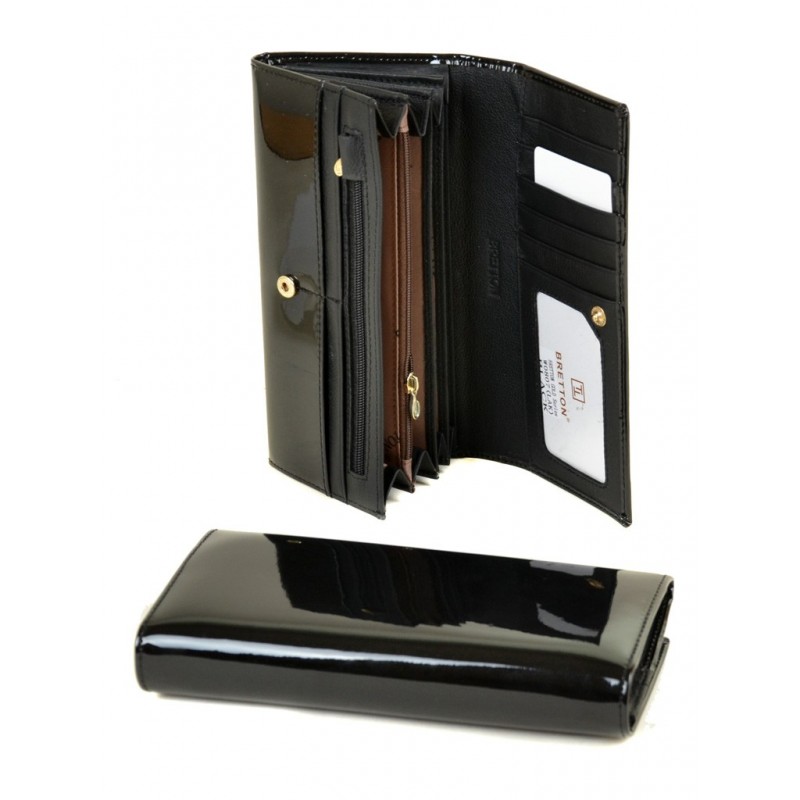 Женский лаковый кошелек Gold W0807 black