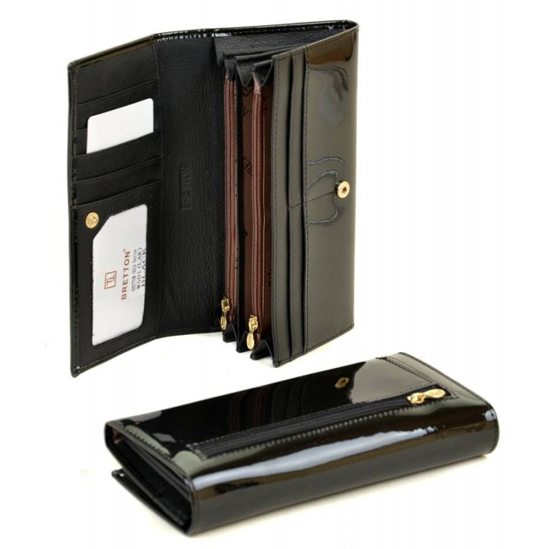 Женский лаковый кошелек Gold W501 black