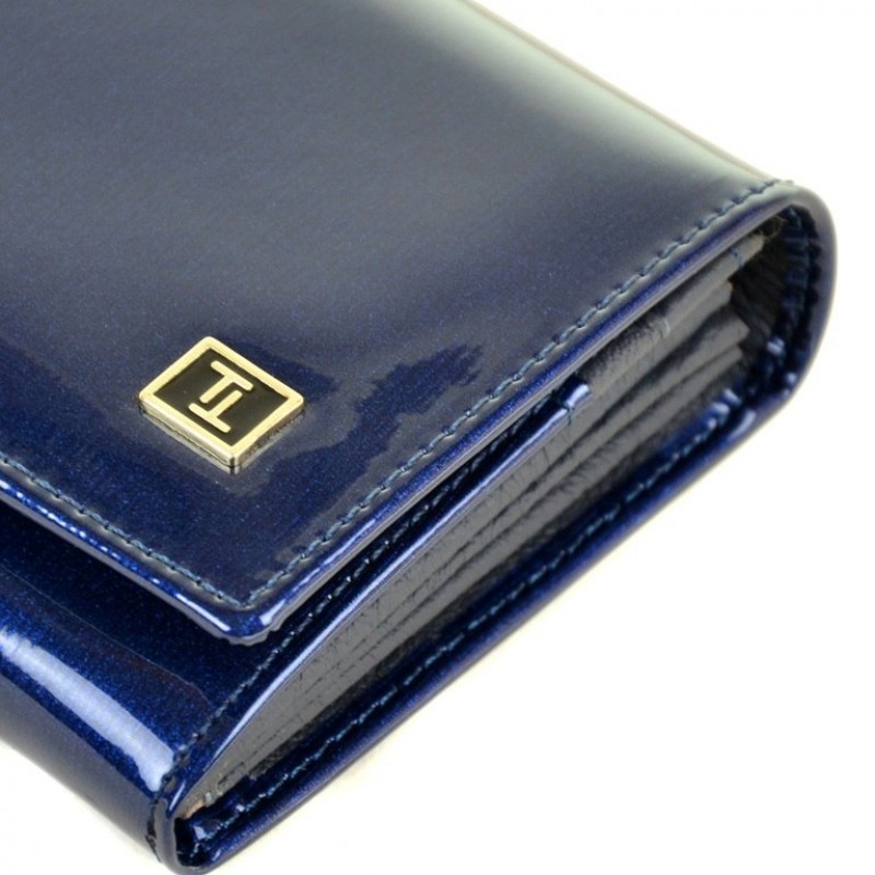 Женский лаковый кошелек Gold W501 dark-blue