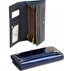 Женский лаковый кошелек Gold W501 dark-blue
